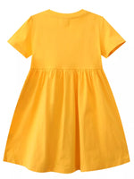 Children's Butterfly & Rainbow Round Neck Casual Dress