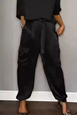 Satin Round Neck Top and Pants Set