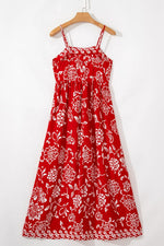 Floral Printed Spaghetti Strap Empire Waist Maxi Dress