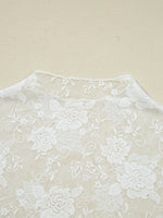 Sheer Floral Lace Mesh Mock Neck Long Sleeve Top