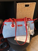 Denim Shoulder Bag with Star Charm