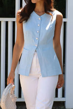 Button Down V-Neck Vest