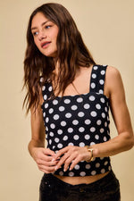 SO ME Polka Dot Knit Crop Seamless Casual Tank