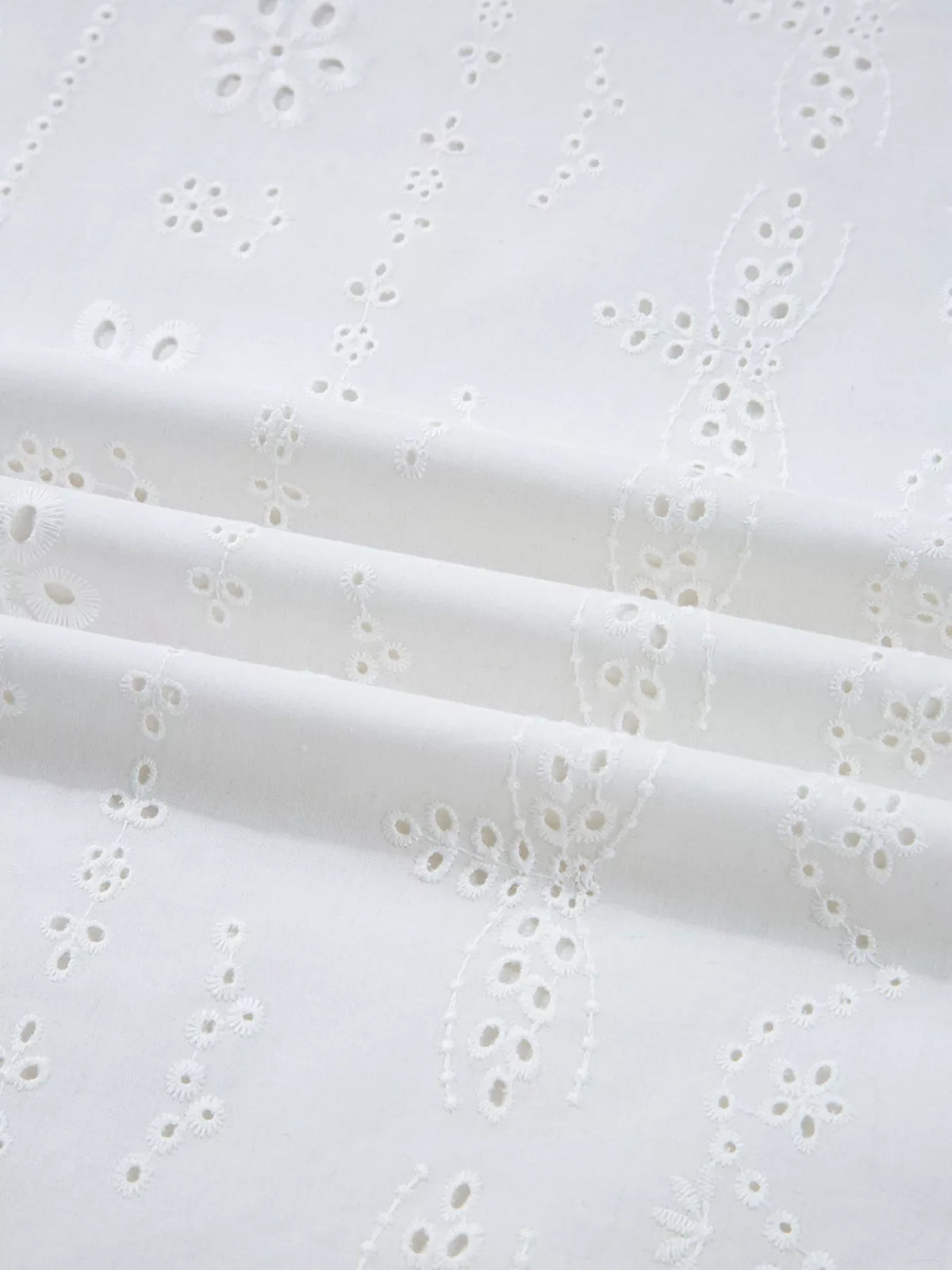 Eyelet Embroidered Smocked Cuff Sheer Blouse