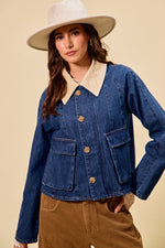 SO ME Zip Up And Buttoned Denim Jacket