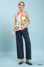 Umgee Multi-Color Floral Halter Neck Boho Top