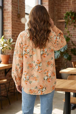 Floral Print Long Sleeve Denim Jacket