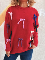 Colorful Bow Round Neck Sweater