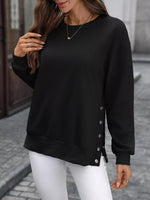 Side Snap Round Neck Sweatshirt