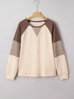 Floral Print Patchwork Color Block Long Sleeve Top