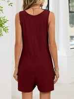 Button Front Sleeveless Romper