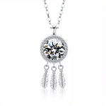 1 Carat Moissanite 925 Sterling Silver Dreamcatcher Pendant Necklace