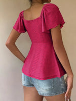 Sweetheart Neck Flutter Sleeve Top