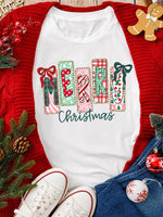 Merry Christmas Ribbon Bow Detail Holiday Graphic Tee