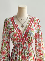 Floral Print V-Neck Bohemian Midi Dress