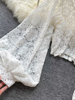 Lace Tie Back Long Sleeve Top