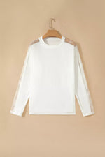 Lace Patchwork Round Neck Long Sleeve Top