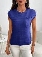 Round Neck Cap Sleeve Knit Top