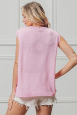 BiBi American Flag Sequins Patch Knit Top