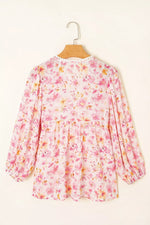 Floral Print Tie-Neck Blouse