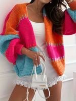 Color Block Drop Shoulder Cardigan