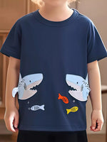 Children's Shark Graphic Crew Neck Short Sleeve T-Shirt