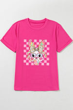 Rabbit Graphic Round Neck Short Sleeve T-Shirt