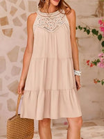 Ruffled Hem Lace Sleeveless Dress