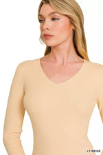 Zenana Viscose Fitted V-Neck Sweater