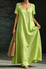 Full Size Casual Loose Short Sleeve Maxi Dress Plus Size