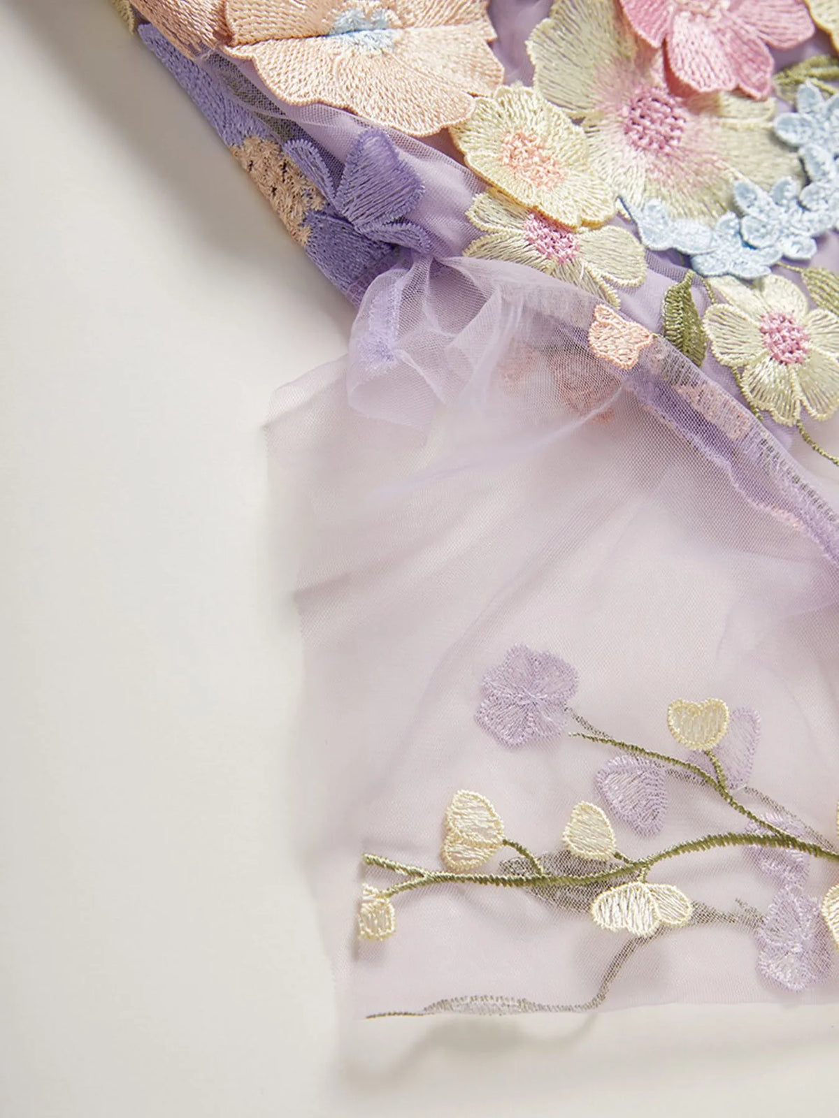 Floral Embroidered Mesh Overlay Maxi Dress