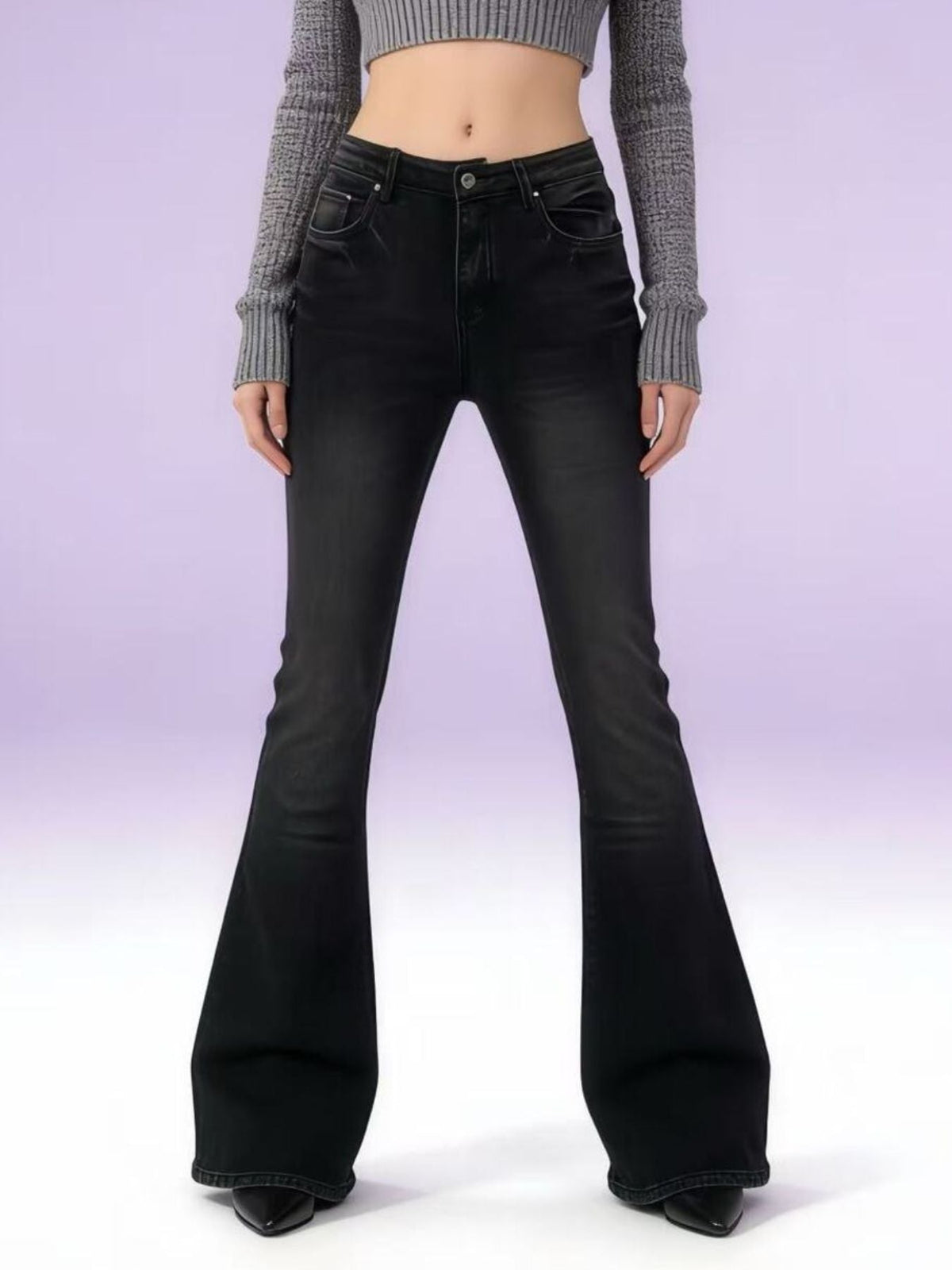 Full Size Vintage Wash High-Waisted Flare Jeans Plus Size