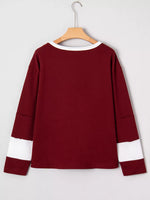 Flower Patched Round Neck Long Sleeve Top