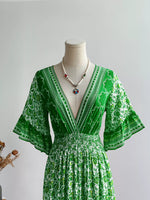 Floral Deep V-Neck Flutter Sleeves Dress