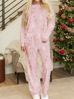 Christmas Tree Nutcracker Print Top and Pants 2pcs Lounge Set
