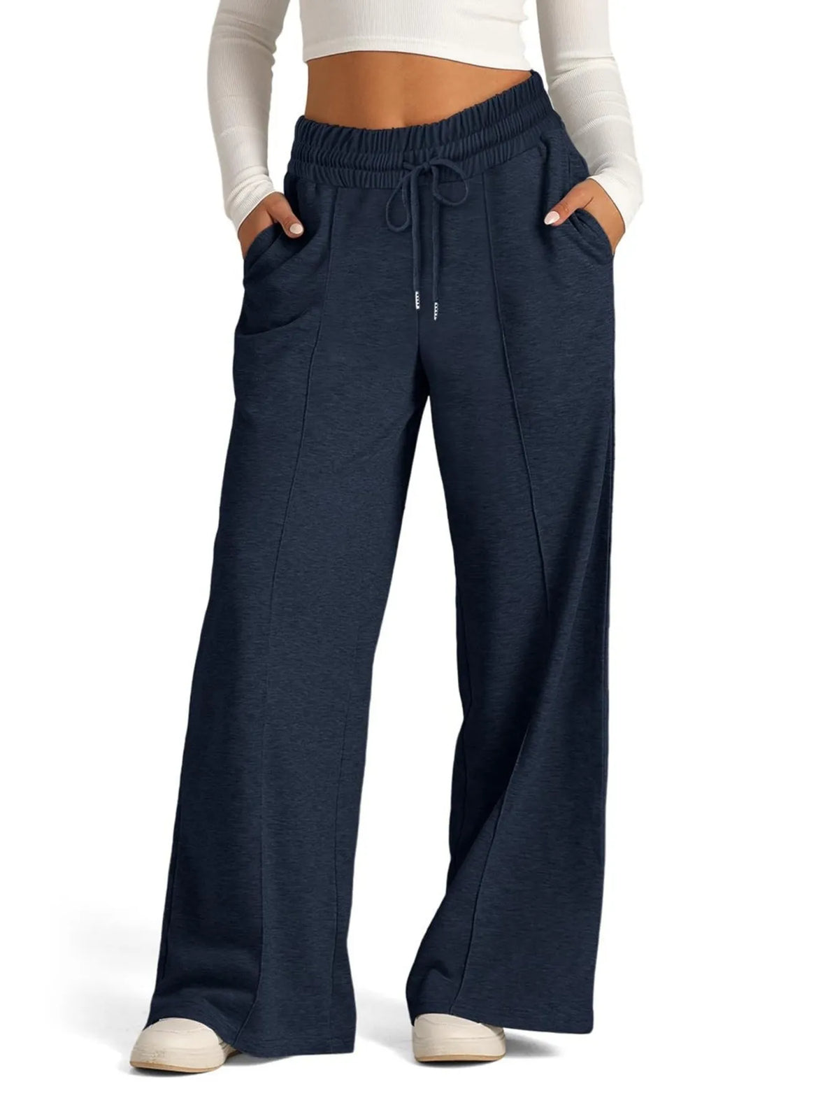Full Size Drawstring Relaxed Fit Wide Leg Pants Plus Size