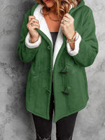 Full Size Cozy Sherpa Lined Toggle Coat with Hood Plus Size