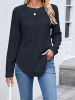 Diamond Pattern Knit Long Sleeve T-Shirt