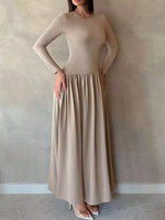 Long Sleeve Ruched A-Line Maxi Dress