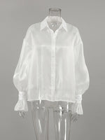 Button Up Flounce Sleeve Shirt