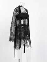Lace Tube Top & Cardigan and Shorts Three-Piece Lounge Set