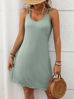 Texture Scoop Neck Double Spaghetti Strap Dress