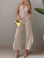Halter Neck Vest & Wide Leg Pants Set