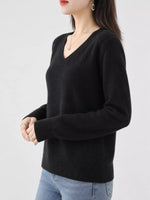 V-Neck Solid Color Sweater
