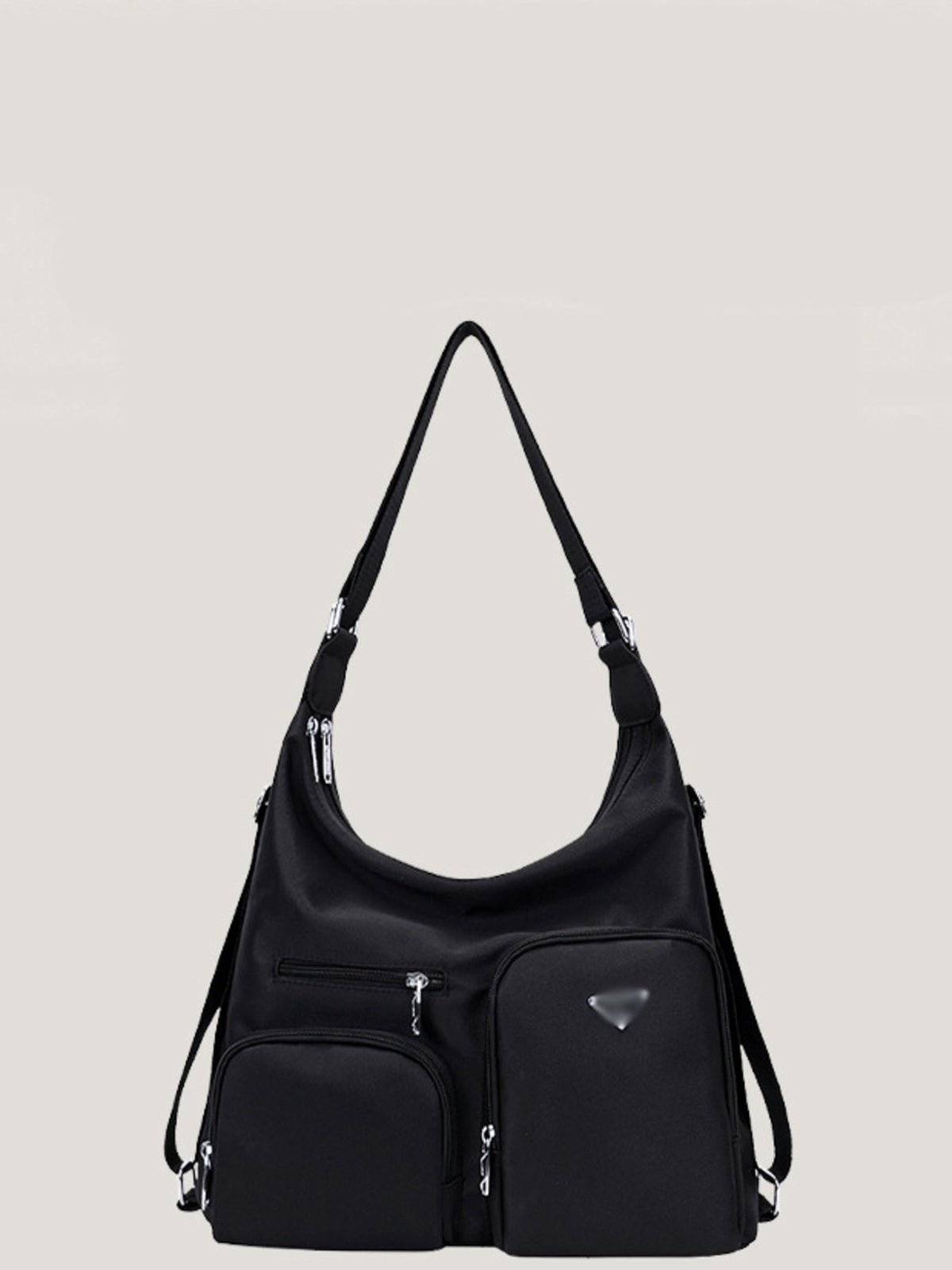 Multi-Pocket Lightweight Nylon Shoulder Bag