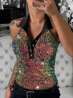 Sparkling Sequin Embellished Sleeveless Top