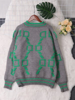 Contrast Round Neck Long Sleeve Sweater