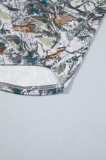 Abstract Woodland Print Tunic Henley T Shirt