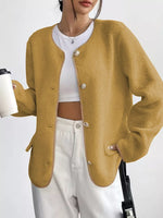 Full Size Textured Button-Up Fleece Outerwear Plus Size