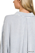 Zenana Woven Stripe Button Down Shirt